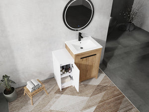 English Elm 36 Inch Freestanding Bathroom Vanity With Ceramic Sink, Soft-Close Doors & Ample Storage Space W999S00307