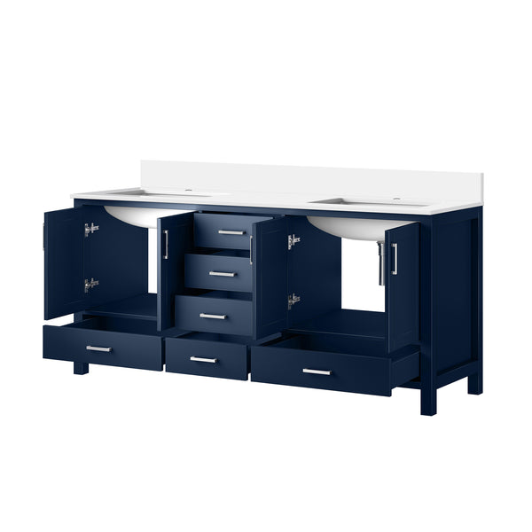 English Elm Navy Elegant Double Bath Vanity 72" W X 22" D With Durable Cultured Marble Top & Ample Storage B2731P259116