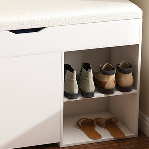 English Elm Entryway Bench with Lift-Top Storage, Rotating 3-Tier Shoe Rack, Cushioned Seat, Durable 400lb Capacity W2699P296514