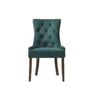 English Elm Set Of 2 Elegant Green Velvet Dining Chairs With Weathered Oak Legs For Stylish Comfort & Durability B016P315267-GIGA