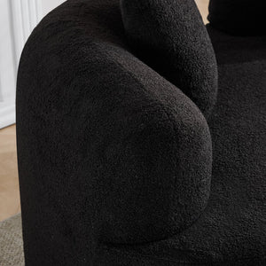 English Elm 66.93 Inch Curved Teddy Velvet Loveseat Sculptural Compact Sofa for Apartments Black W3612P406628