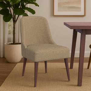 English Elm Guy Boucle Upholstered Dining Chair with Tapered Amber Legs for Modern Interiors B056P417000