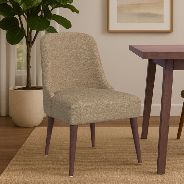 English Elm Guy Boucle Upholstered Dining Chair with Tapered Amber Legs for Modern Interiors B056P417000