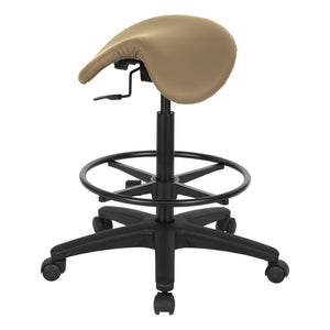 OSP Home Furnishings Backless Saddle Stool Ergonomic Pneumatic Height Adjustable Office Studio Task Seating Dillon Buff ST205-R104