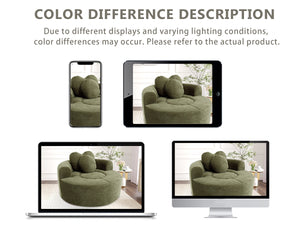 English Elm Round Cloud Sofa Bed Waffle Fabric Memory Foam Convertible Couch for Small Space Living Green W3224P492032