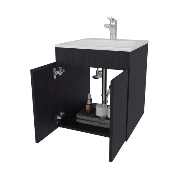 English Elm Wengue Bathroom Vanity With Integrated Basin & Two Doors – Modern, Compact Storage Solution For Small Spaces B062P355536-GIGA