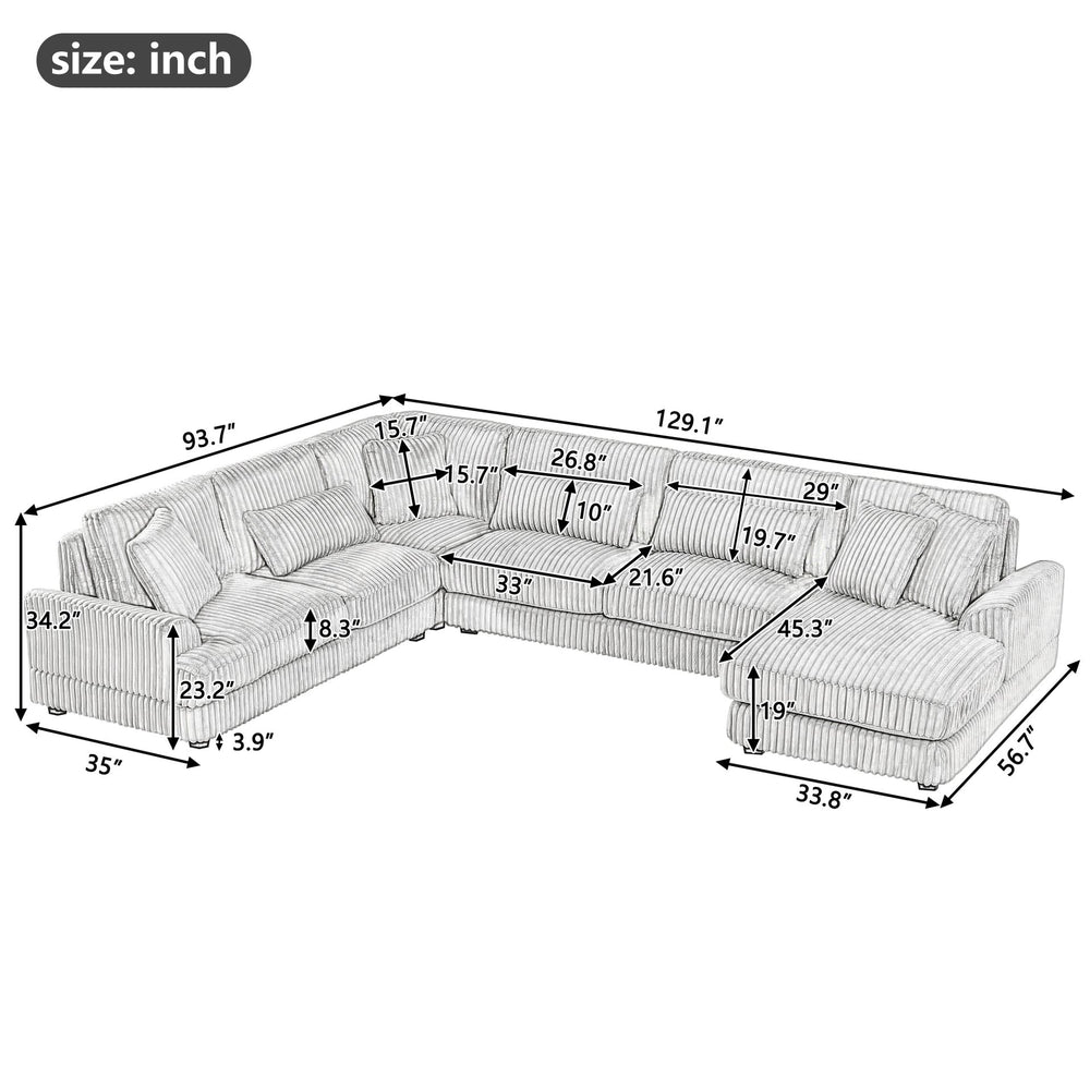 English Elm 101.2" Modular Chenille Sectional Sofa with Tufted Cushions and Deep Seating for Living Room N719S001691E