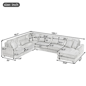 English Elm 101.2" Modular Chenille Sectional Sofa with Tufted Cushions and Deep Seating for Living Room N719S001691E