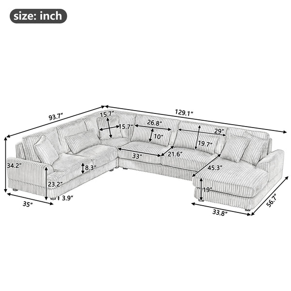 English Elm 101.2" Modular Chenille Sectional Sofa with Tufted Cushions and Deep Seating for Living Room N719S001691E