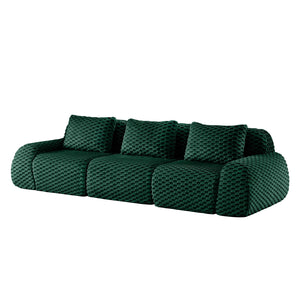 English Elm 114" Modular Cloud Sectional Sofa Flannelette Upholstery Deep Seat Living Room Couch Green W714S01525