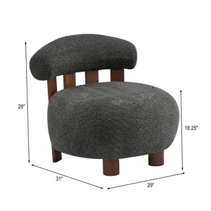 English Elm Christopher Knight Home® - Modern Boucle Accent Chair with Plush Rounded Silhouette, Solid Wood Frame, Cozy Reading Seat Dark Gray,Walnut 29 L x 28.5 W x 21.85 H N776P278240C