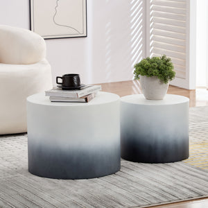 English Elm Mdf Nesting Table Set of 2 Two-tone Geometric Modern Living Room Accent Pair W876P309992
