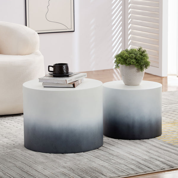 English Elm Mdf Nesting Table Set of 2 Two-tone Geometric Modern Living Room Accent Pair W876P309992