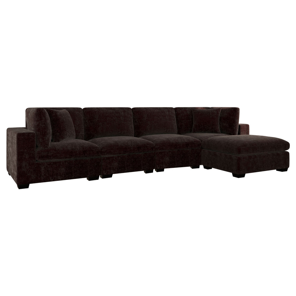 English Elm Murtagh Six Piece Modular Sectional Soft Fabric Lounge Sofa with Tapered Wooden Legs B062S01584