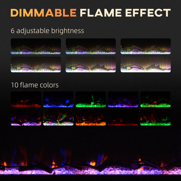 English Elm HOMCOM 60" Electric Fireplace Wall or Recessed with Remote, 1500W Heater, 10 Flame Colors, Timer W2225P249836