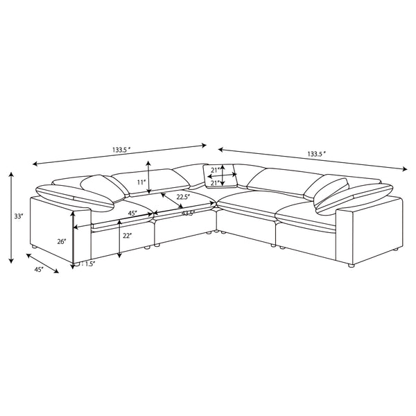 English Elm Segoura Five Piece Bouclé Modular Sectional Soft Low Profile Living Room Sofa B062S01653