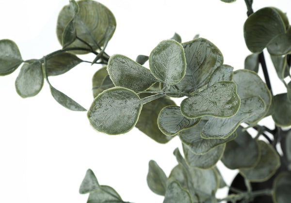 English Elm Artificial Eucalyptus Floor Plant 44" Tall in Sleek Black Pot with 1440 Lifelike Leaves, No Care Needed Green 37 L x 7 W x 7 H B2710P220048