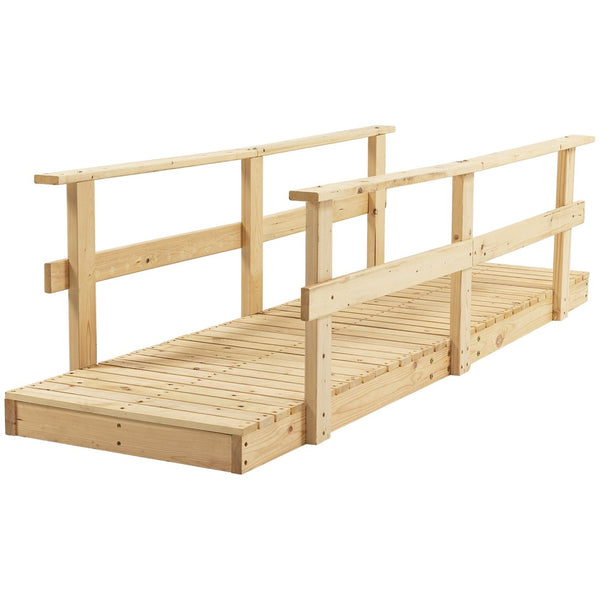 English Elm Outsunny 7' Handcrafted Wooden Garden Bridge With Safety Rails - Perfect For Ponds And Streams W2225P174534-GIGA
