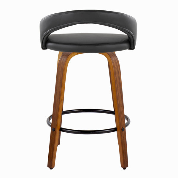 English Elm Fixed-height Swivel Counterstools Mahogany Wood Chrome Footrest Velvet Seat Set of 2 Black B202S01773