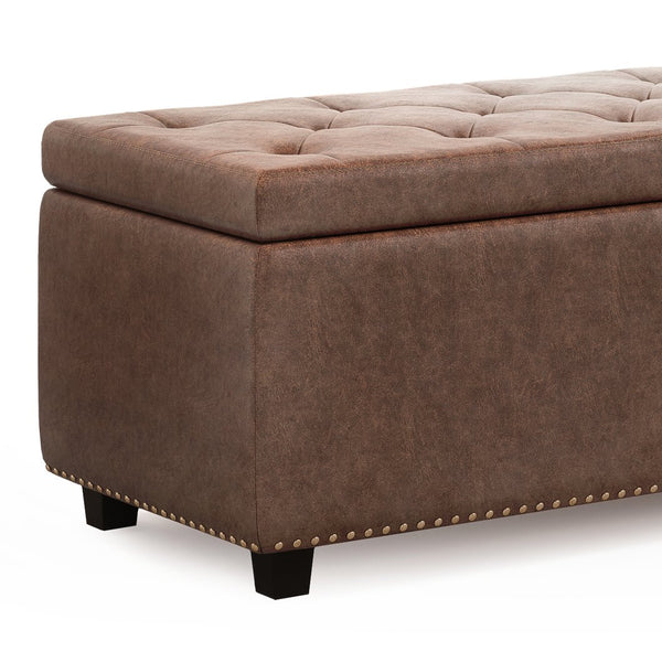 English Elm Hamilton Storage Ottoman - Stylish Distressed Umber Faux Leather With Hidden Storage & Versatile Use B136P159062