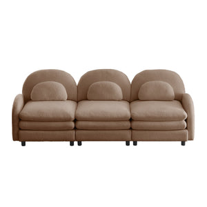 English Elm Teddy Fleece Modular Cloud Sofa Sculptural Curved Three Seat Living Room Couch Camel W5656S00102