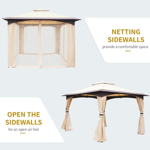 English Elm Outsunny 10' X 12' Weather-Resistant Outdoor Gazebo With Netting, Curtains & Vented Canopy Design W2225P217715-GIGA