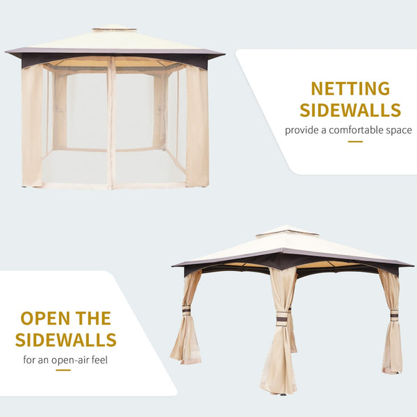 English Elm Outsunny 10' X 12' Weather-Resistant Outdoor Gazebo With Netting, Curtains & Vented Canopy Design W2225P217715-GIGA