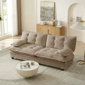 English Elm 77 Inch Chenille Cloud Loveseat Modular Deep Seat Sofa for Living Room or Apartment Light Coffee W714S01691