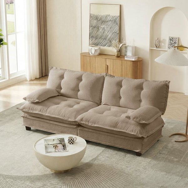 English Elm 77 Inch Chenille Cloud Loveseat Modular Deep Seat Sofa for Living Room or Apartment Light Coffee W714S01691