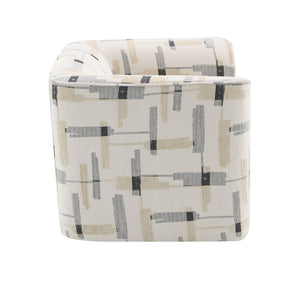 English Elm Darya Beige Pattern Fabric Swivel Chair with Pocket Coil Seat, Wooden Frame, KD Legs, 360° Comfort B2726P297780