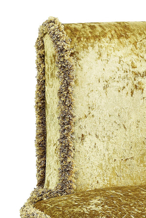 English Elm Gold Rococo Vanity Stool with Button-Tufted Back, Ornate Carvings, Gold Finish, Plush Upholstery B062P215391