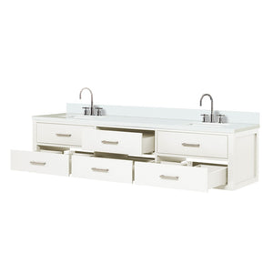 English Elm White Double Bath Vanity 80” W X 22” D With Elegant Quartz Top, Soft-Close Drawers & Faucet Set B2731P258131-GIGA