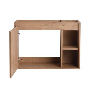 English Elm 28'' Floating Bathroom Vanity with Ceramic Sink Soft Close Door Melamine Cabinet Imitative Oak W999P426637