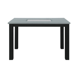 English Elm Grey Modern 5PC Dining Set with High-Gloss Table and 4 Fabric Chairs, Solid Wood+MDF, Sturdy Design B201P390561