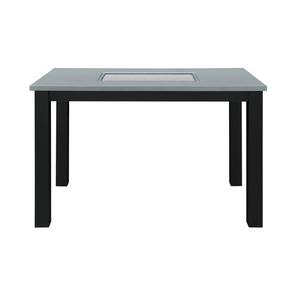 English Elm Grey Modern 5PC Dining Set with High-Gloss Table and 4 Fabric Chairs, Solid Wood+MDF, Sturdy Design B201P390561