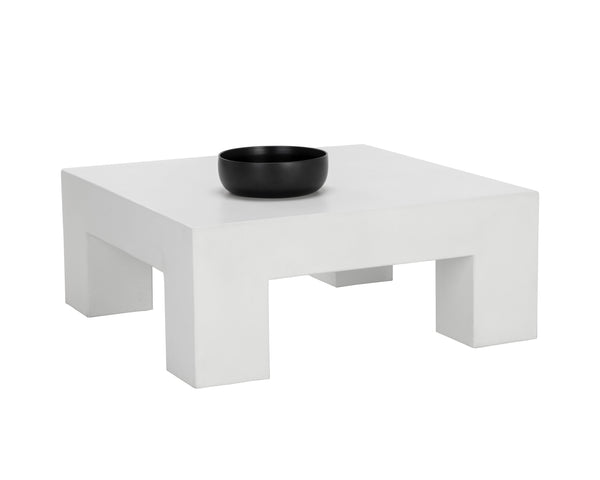 Sunpan Renley Coffee Table - Sturdy Concrete Design with Unique Texture for Modern Indoor & Outdoor Spaces White