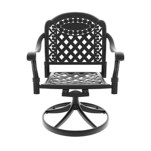 English Elm 5-Piece All-Weather Cast Aluminum Dining Set With 4 Swivel Chairs & Round Table For Outdoor Enjoyment P2 W1710S00313-GIGA