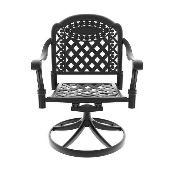 English Elm 7-piece Cast Aluminum Outdoor Dining Set with Swivel Chairs and Ornate Relief Detail W1710S00578