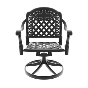 English Elm 7-Piece All-Weather Cast Aluminum Dining Set With Cushions, Umbrella Hole, And Swivel Chairs For 6 W1710S00371