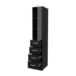 English Elm Piñon Tall Bathroom Linen Cabinet with Glass Door, 4 Drawers, Wengue Finish — Slim 68.3"H Storage B128P287528
