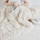 Madison Park Ruched Fur Glam/Luxury Throw MP50-3091 Ivory