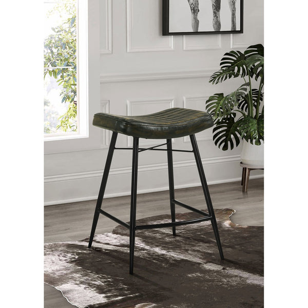 English Elm Ridgeway Channel Tufted Leather Backless Counter Stools Set of 2 for Kitchen Island Espresso B062P440315