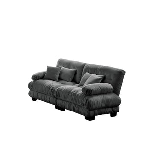 English Elm Cloud Chenille 2-Seater Sofa For Living Room - Plush Comfort With 2 Lumbar & 2 Throw Pillows W714S01016