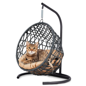 English Elm Cat Swing Bed With Stand & Cushion - Cozy Egg Chair For Cats & Small Pets, Stylish Indoor Retreat W2500P283886