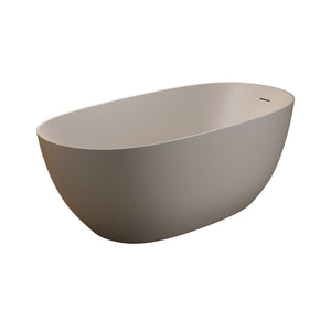 English Elm 65'' Resin Stone Freestanding Soaking Tub Ergonomic Matte White Spa Bath Beige W2753P340402