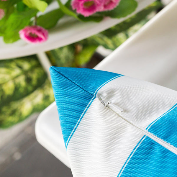 English Elm Horizon Stripe Pillow 14" X 20" - Vibrant Aqua Comfort For Indoor & Outdoor Spaces, Durable & Stylish B357P367228