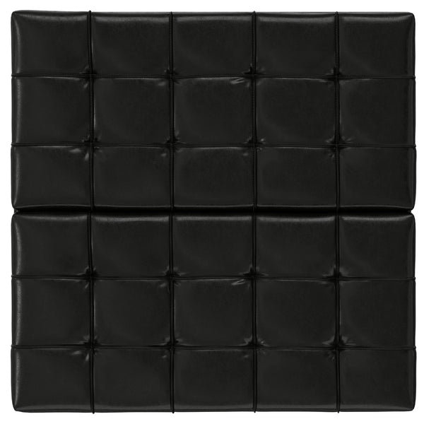 English Elm Harrison Large Square Storage Ottoman Coffee Table with Tufted Vegan Leather, Lift-Top & Seating Black B136P254711