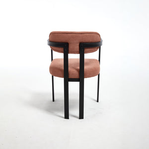 English Elm Modern Tufted Boucle Dining Chairs Set of 2 with Curved Back and Matte Metal Legs Orange W3244P337419