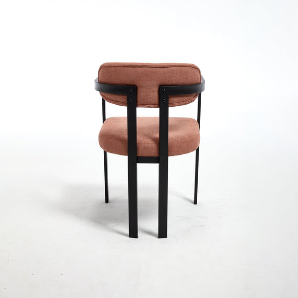 English Elm Modern Tufted Boucle Dining Chairs Set of 2 with Curved Back and Matte Metal Legs Orange W3244P337419