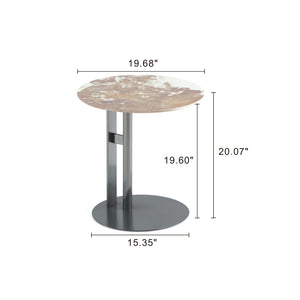 English Elm Alondra Modern End Table With Sintered Stone Top & Black Stainless Steel Base For Chic Spaces B365S00099